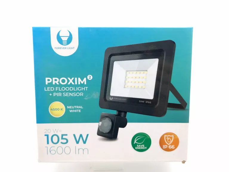 NAŚWIETLACZ LED PROXIM II 20W |4500K| PIR IP66 FOREVER LIGHT