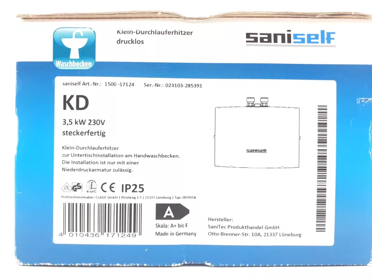 SANISELF BATERIA  OGRZEWACZ ELEKTRYCZNY 3,5KW 230V KDU