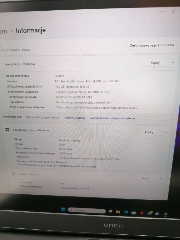 LAPTOP LAPTOP OMEN BY HP 17-CM 2009NW PUD FAKTURA