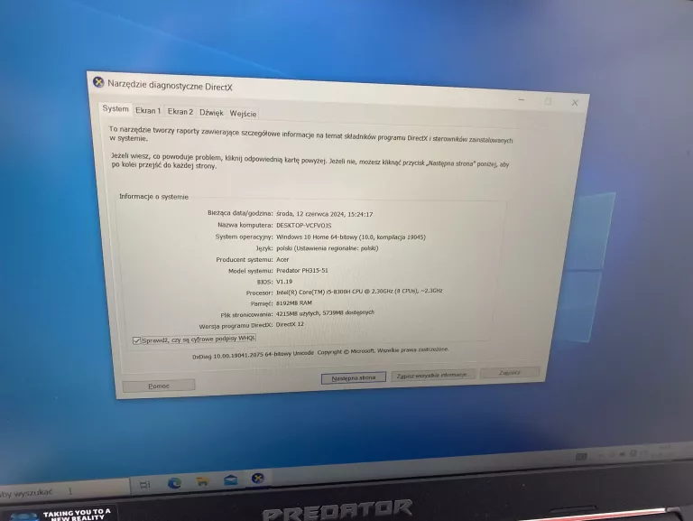 LAPTOP ACER PREDATOR HELIOS 300 PH315-51 8GB