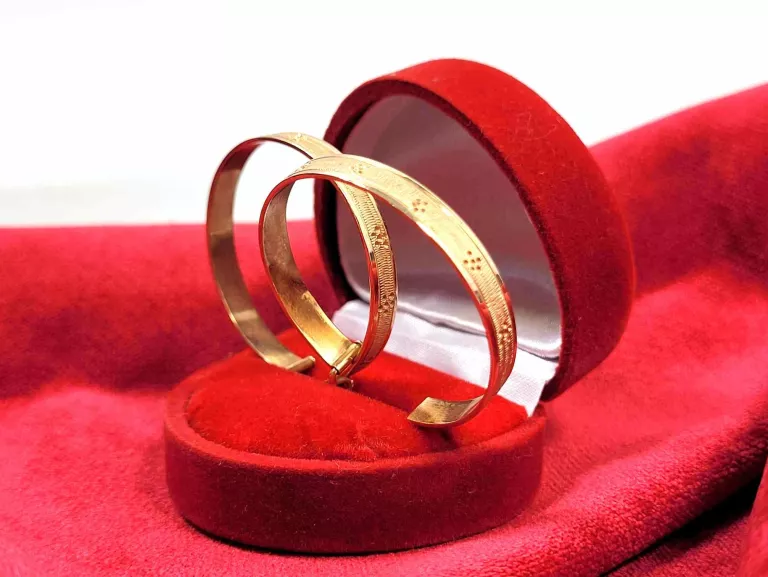 ELEGANCKIE ZŁOTE KOLCZYKI KOŁA ZE WZOREM 14 K PRÓBA 585 ROSE GOLD