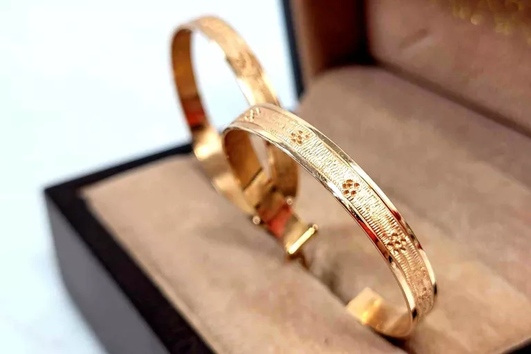 ELEGANCKIE ZŁOTE KOLCZYKI KOŁA ZE WZOREM 14 K PRÓBA 585 ROSE GOLD