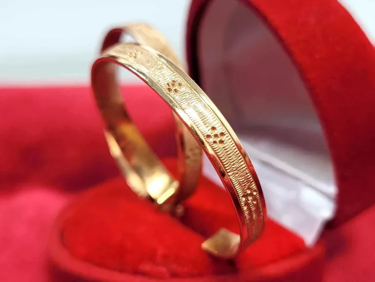 ELEGANCKIE ZŁOTE KOLCZYKI KOŁA ZE WZOREM 14 K PRÓBA 585 ROSE GOLD