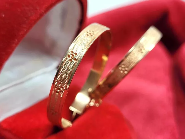 ELEGANCKIE ZŁOTE KOLCZYKI KOŁA ZE WZOREM 14 K PRÓBA 585 ROSE GOLD