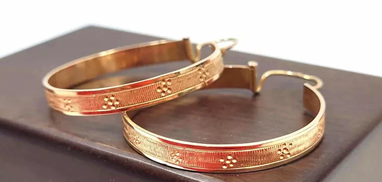 ELEGANCKIE ZŁOTE KOLCZYKI KOŁA ZE WZOREM 14 K PRÓBA 585 ROSE GOLD