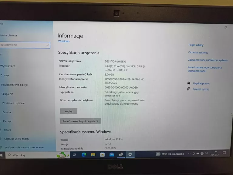 LAPTOP DELL E7440 I5 WIN 10 PRO 8GB RAM SSD