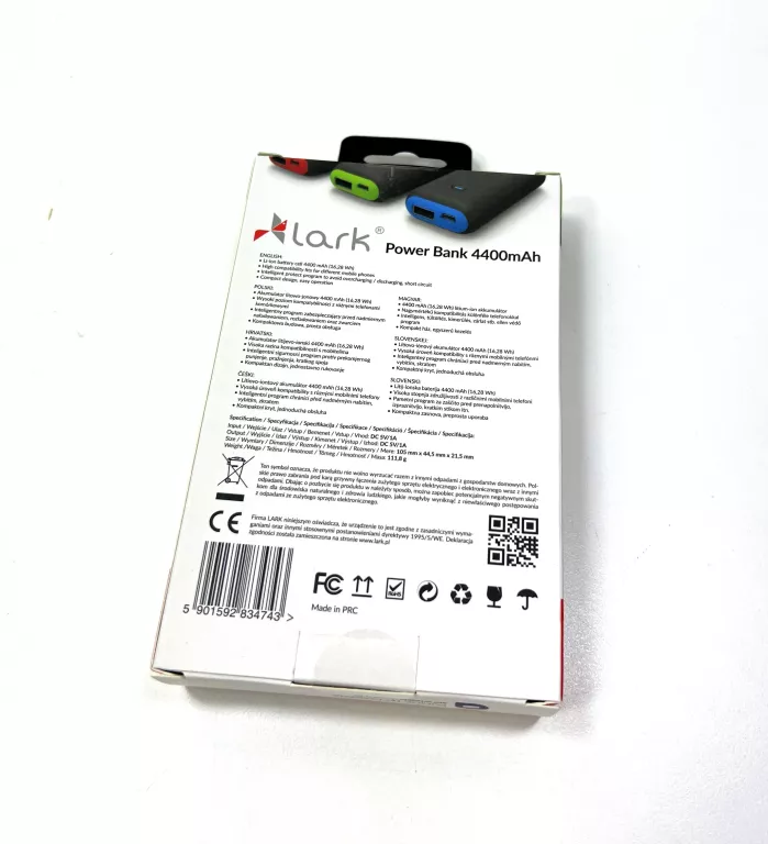 POWERBANK LARK 4400 MAH CZARNY / POWYSTAWOWY!