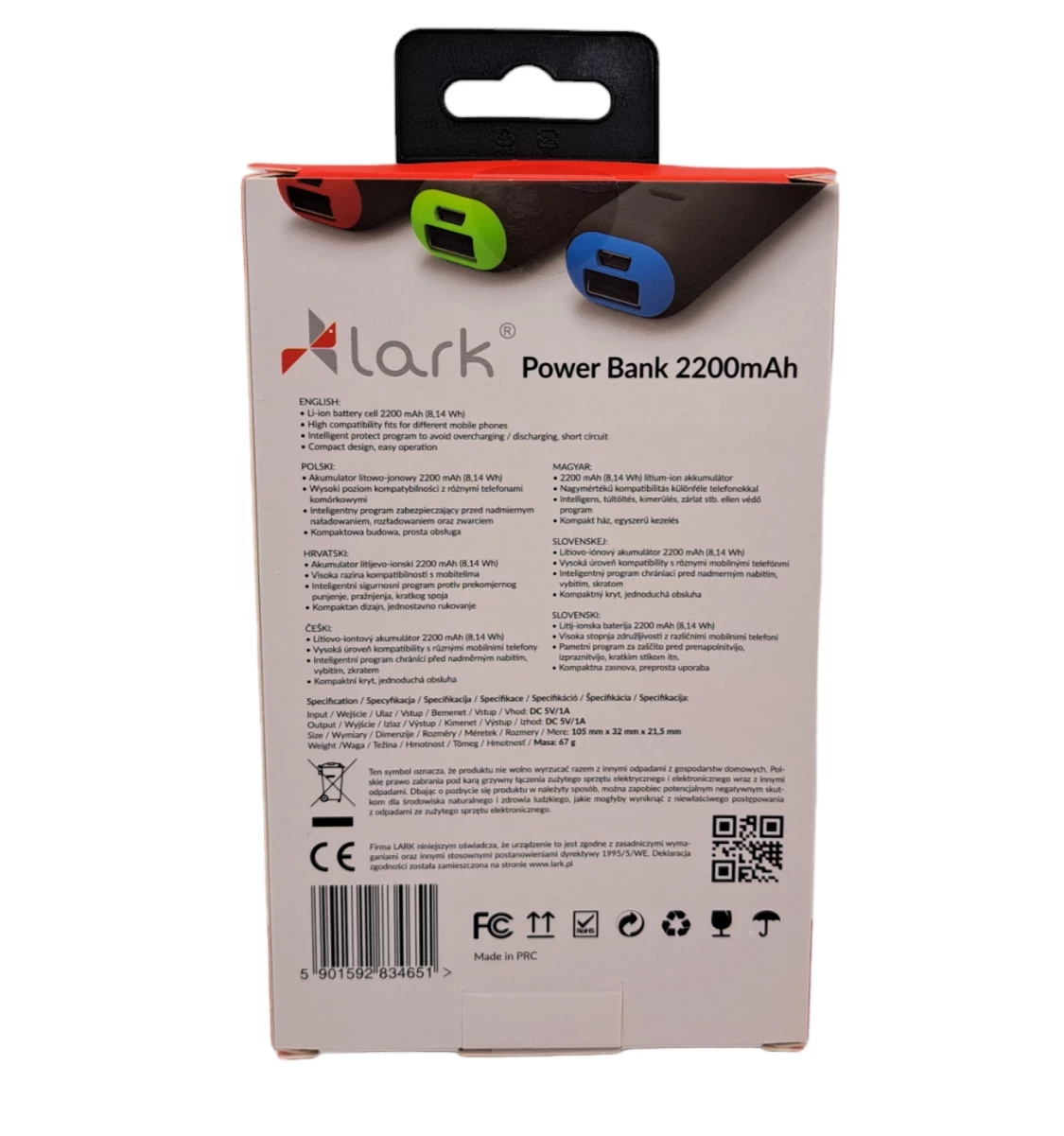 powerbank-lark-2200-mah-czarny-ean-gtin-5901592834729