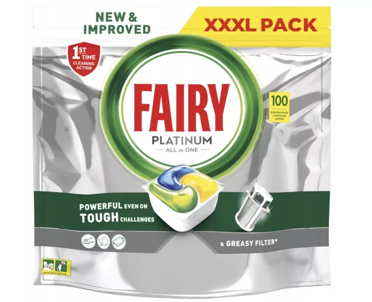 KAPSUŁKI DO ZMYWARKI FAIRY ALL IN ONE PLATINUM LEMON CYTRYNOWE 100 SZTUK