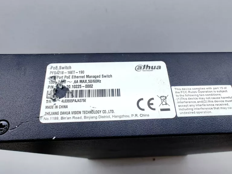 DAHUA SWITCH POE PFS4218-16ET-190