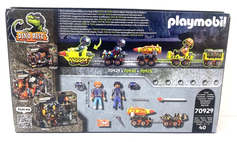 PLAYMOBIL - DINO MINE WÓZEK Z RAKIETĄ 70929