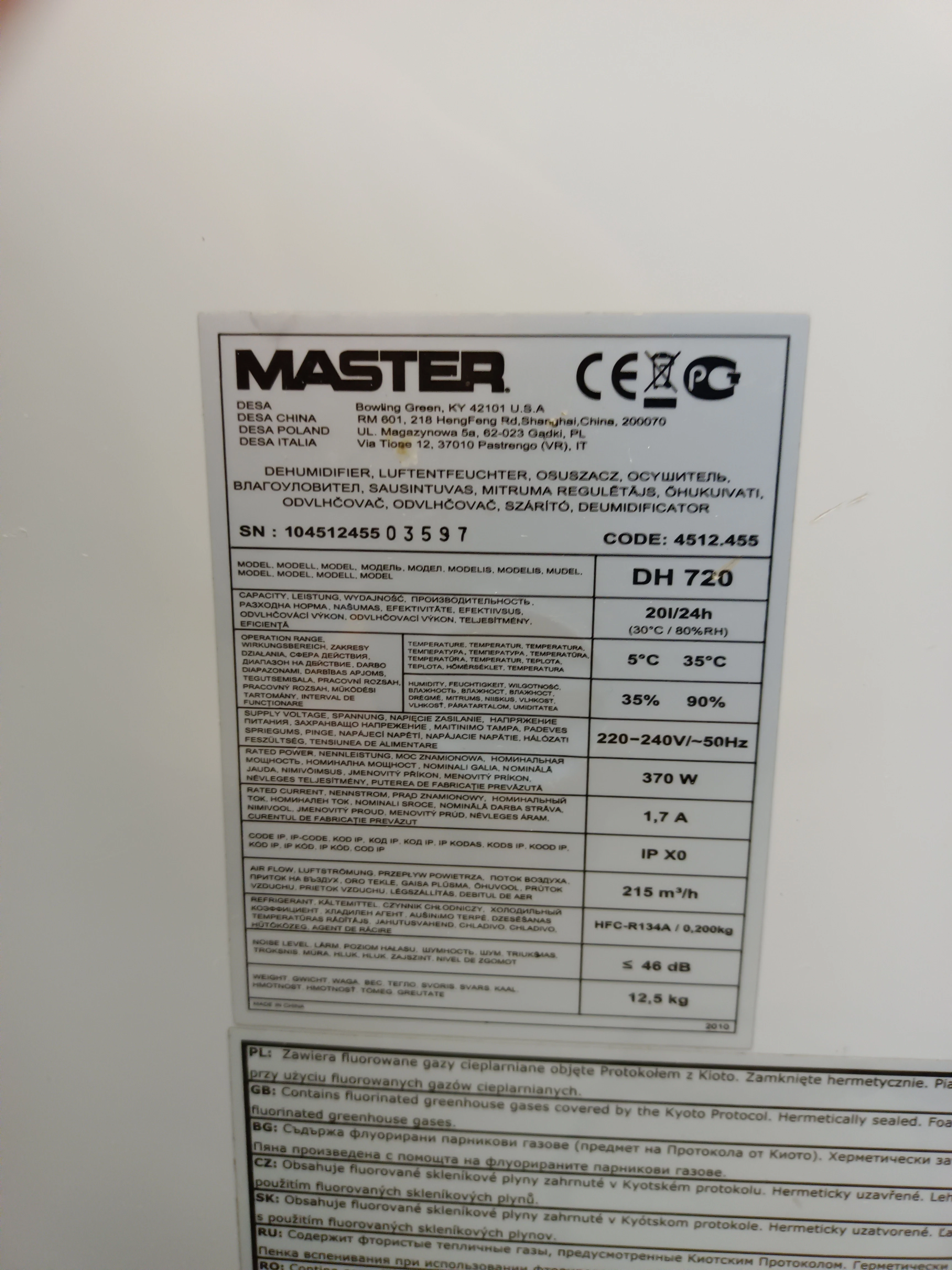 osuszacz-powietrza-master-dh720-stan-uzywany