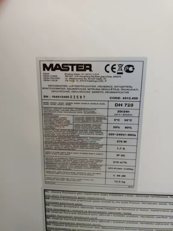 OSUSZACZ POWIETRZA MASTER DH720