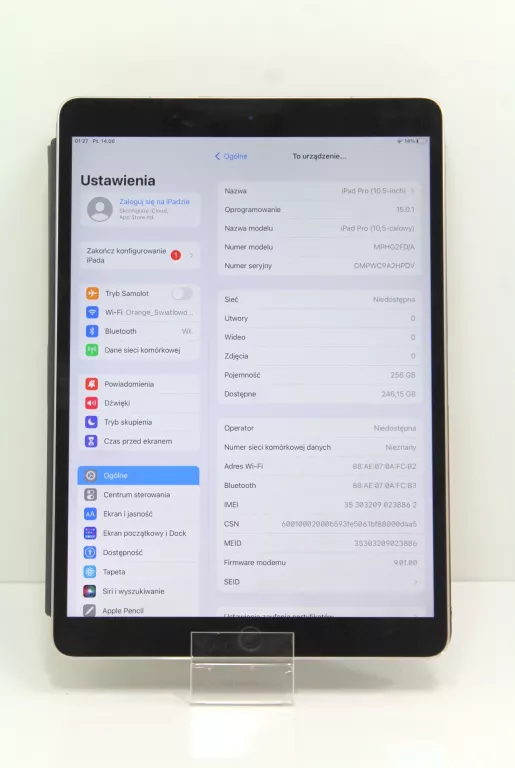 TABLET APPLE IPAD PRO A1709 4/256GB