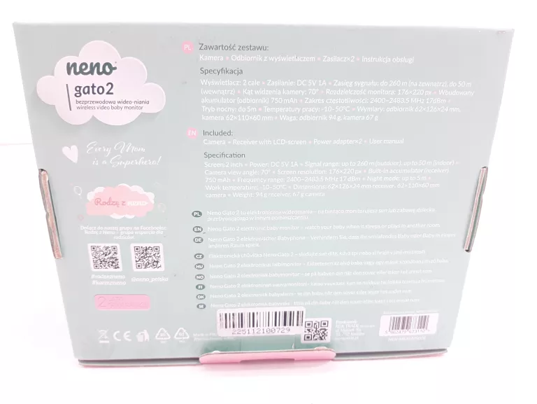 NIANIA ELEKTRONICZNA NENO GATO 2 BEZPRZEWODOWA EKRAN LCD ZASIĘG 260M