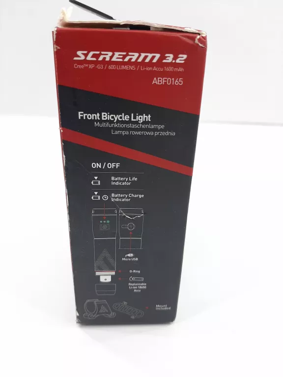LATARKA ROWEROWA MACTRONIC SCREAM 3.2 AKUMULATOROWA 600 LM ABF0165