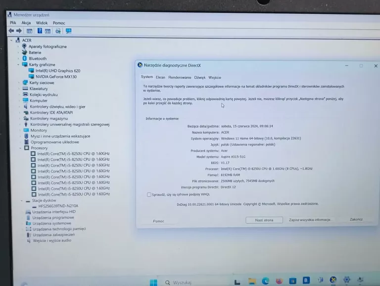 ACER ASPIRE 5 A515-51G 8GBRAM/I5 8GEN/256GB SSD
