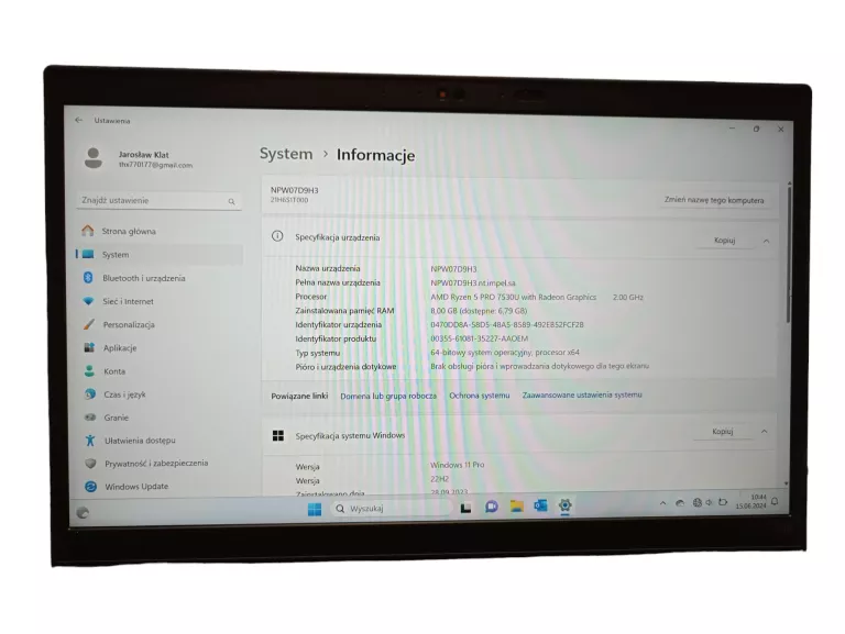 LAPTOP   LENOVO THINKPAD L14 GEN 4 14 " RYZEN 5 PRO8 GB/256GB CZARNY+ŁAD