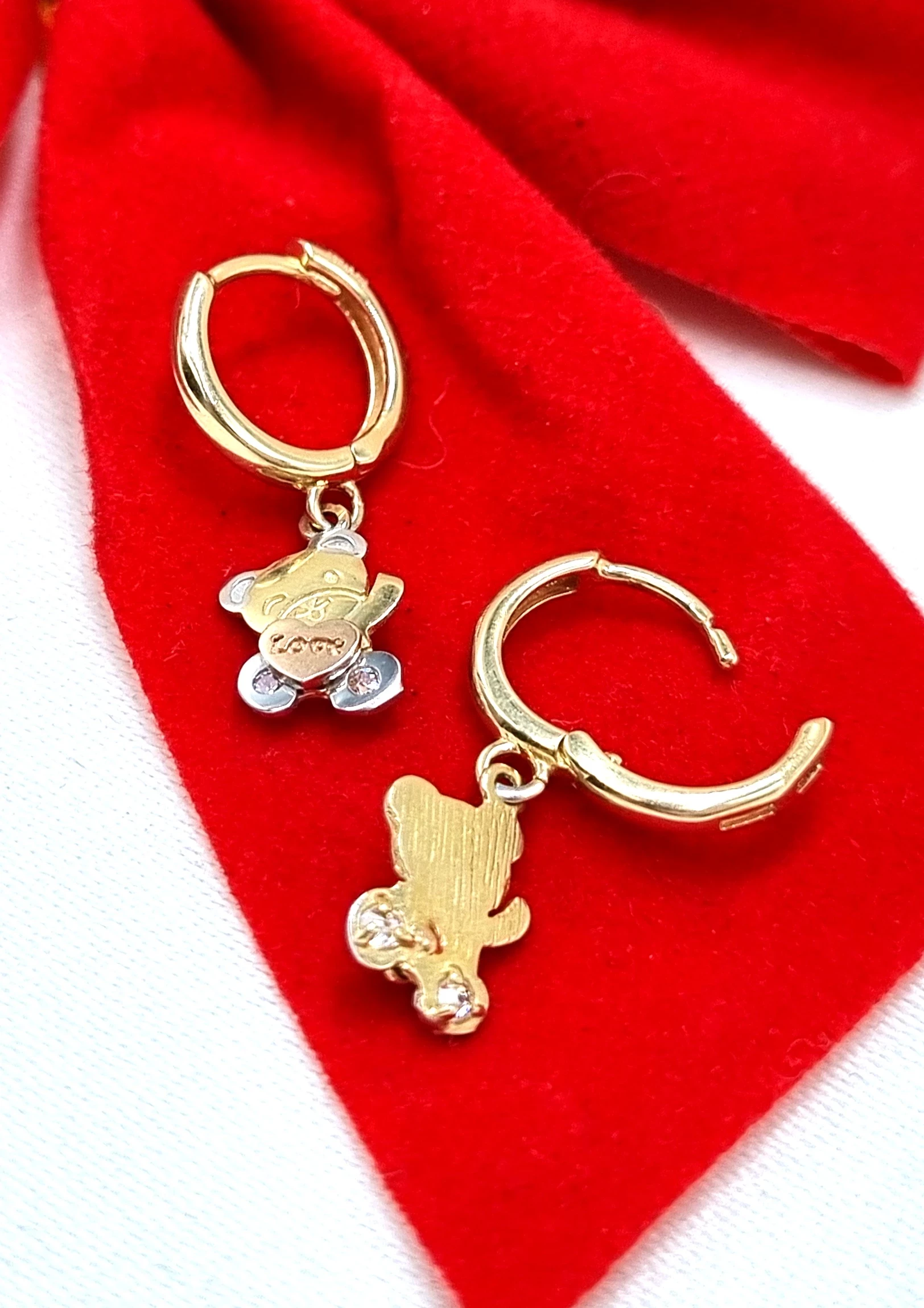 zlote-585-kolczyki-koleczka-wiszace-misie-169w-stan-powystawowy