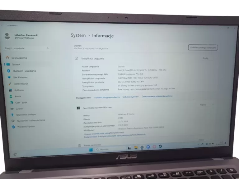 LAPTOP ASUS X515J/ KOMPLET - GWARANCJA !!!