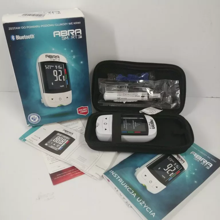 GLUKOMETR BT ABRA SMART Z APLIKACJĄ I NAKŁUWACZEM