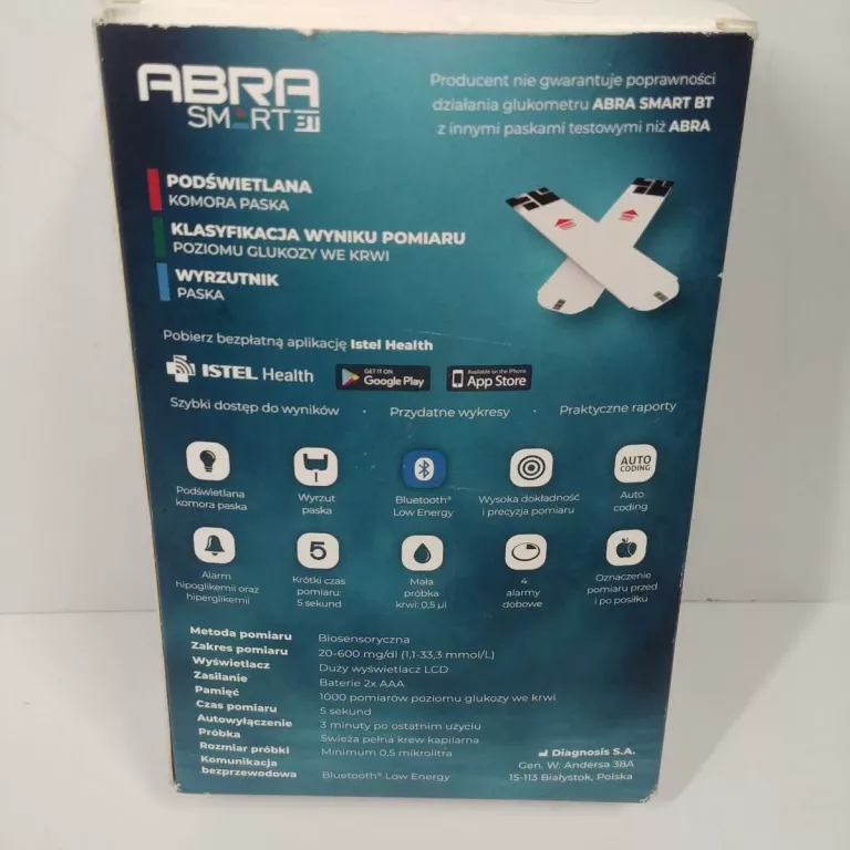 GLUKOMETR BT ABRA SMART Z APLIKACJĄ I NAKŁUWACZEM