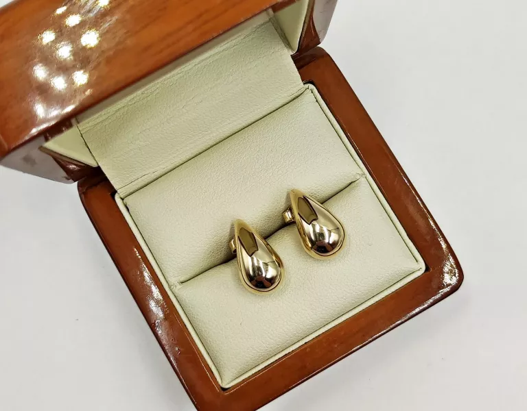 PIĘKNE ZŁOTE KOLCZYKI KROPLE W: 1,98GR PR.585 14K