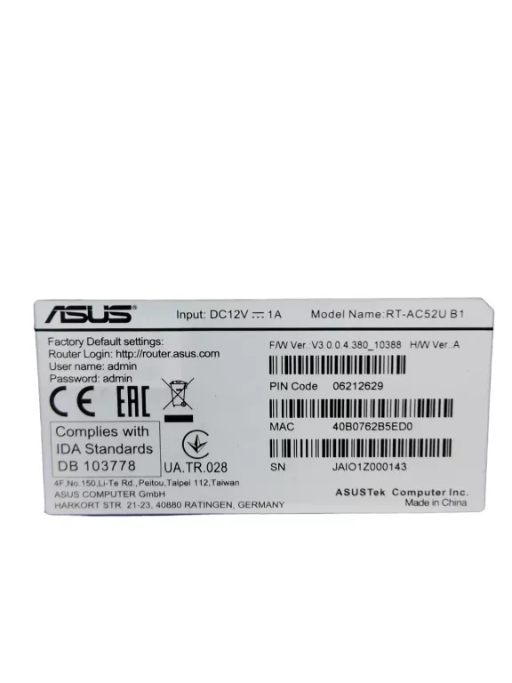 ACCESS POINT, ROUTER ASUS RT-AC52U B1 802.11AC (WI-FI 5)