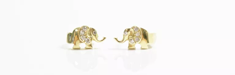 ZŁOTE KOLCZYKI SŁONIE CYRKONIA  P: 585  W: 3,16G