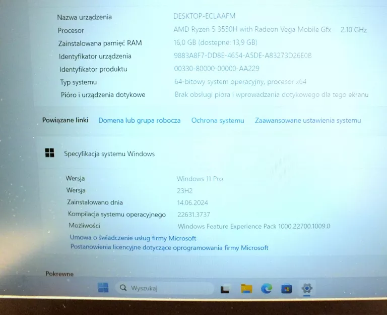 LAPTOP GAMINGOWY ACER NITRO 5 AMD RYZEN 5 16/1500 GB SSD