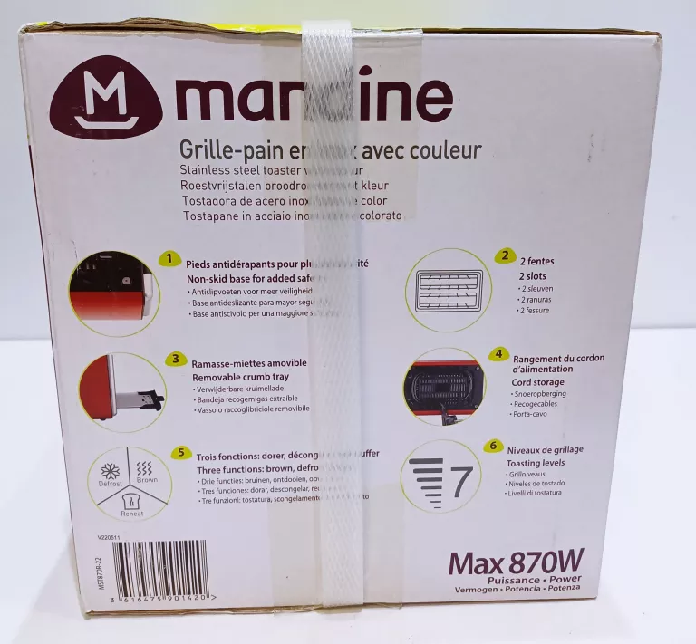 MANDINE MST870R-22 - TOSTER ZE STALI NIERDZEWNEJ | CZERWONY | 870W