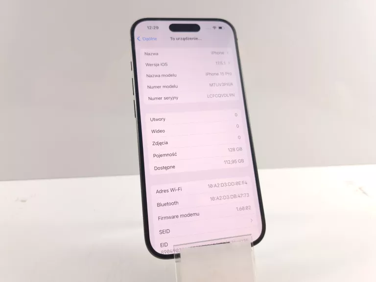 APPLE IPHONE 15 PRO 128 GB 5G CZARNY USZKODZONY