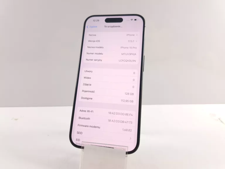 APPLE IPHONE 15 PRO 128 GB 5G CZARNY USZKODZONY