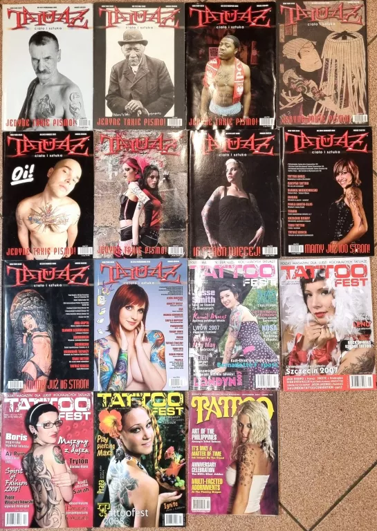ZESTAW PIĘTNASTU CZASOPISM O TATUAŻACH Z LAT 2004-2010