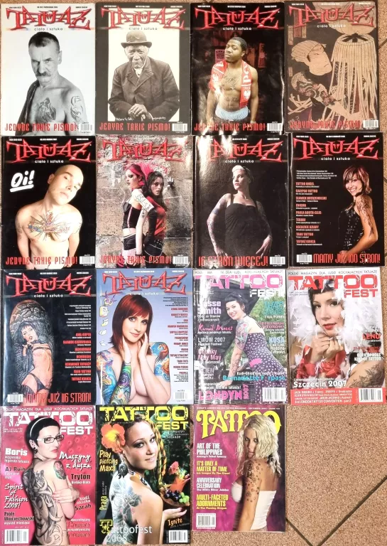 ZESTAW PIĘTNASTU CZASOPISM O TATUAŻACH Z LAT 2004-2010