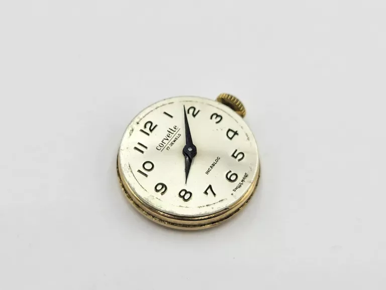 ZEGAREK DAMSKI NAKRĘCANY ZŁOTY CORVETTE 17 JEWELS INCABLOC 333 8K 10,26G