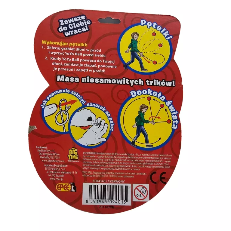 EPEE YOYO BALL JOJO ZAWSZE WRACA NIEBIESKA, CZERWONA