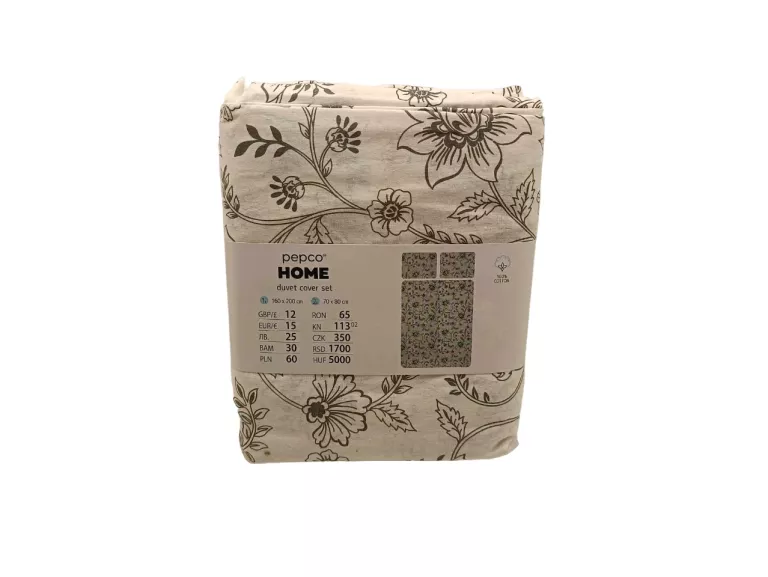 PEPCO HOME KOMPLET POŚCIELI 100% BAWEŁNA 140X200 CM BIAŁA W KWIATY