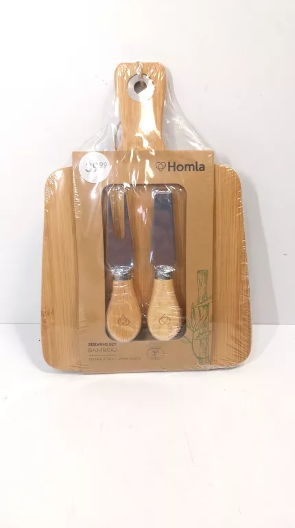 DESKA Z 2 NOŻAMI DO SERÓW BAMBOU 26X19CM HOMLA