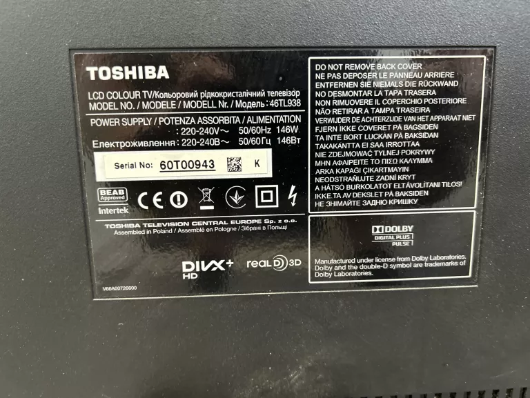 TELEWIZOR TOSHIBA 46TL938
