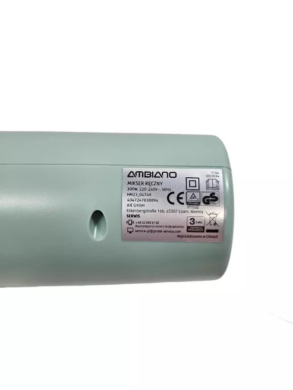 MIKSER RĘCZNY AMBIANO 300W 5 POZIOMÓW MOCY 2 KOMPLETY KOŃCÓWEK