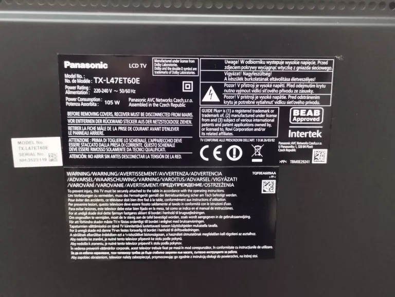 TELEWIZOR PANASONIC TX-L47ET60E 47" FULL HD SMART TV