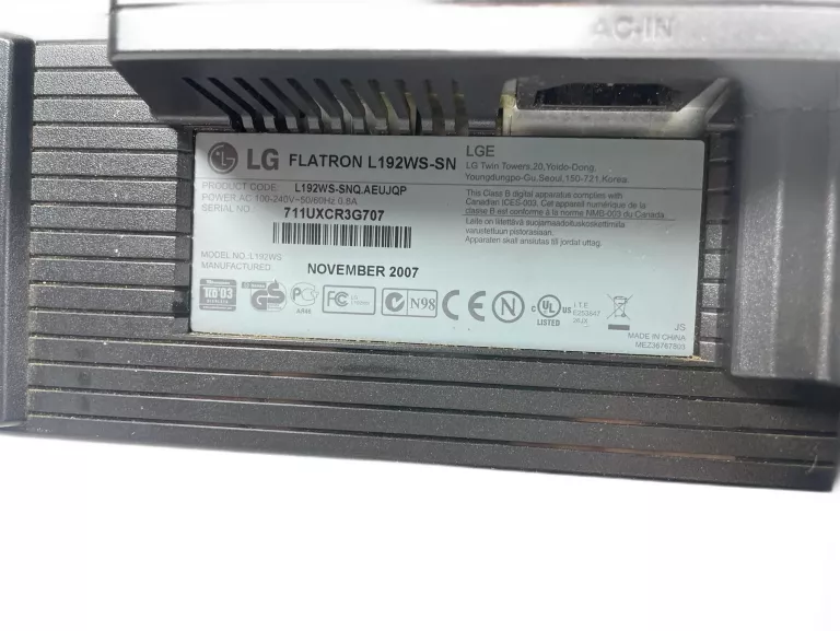 MONITOR LG FLATRON L192WS