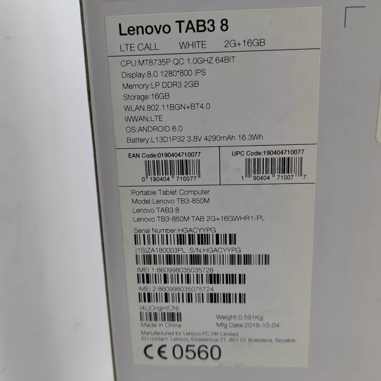 TABLET LENOVO TAB3 A8-50