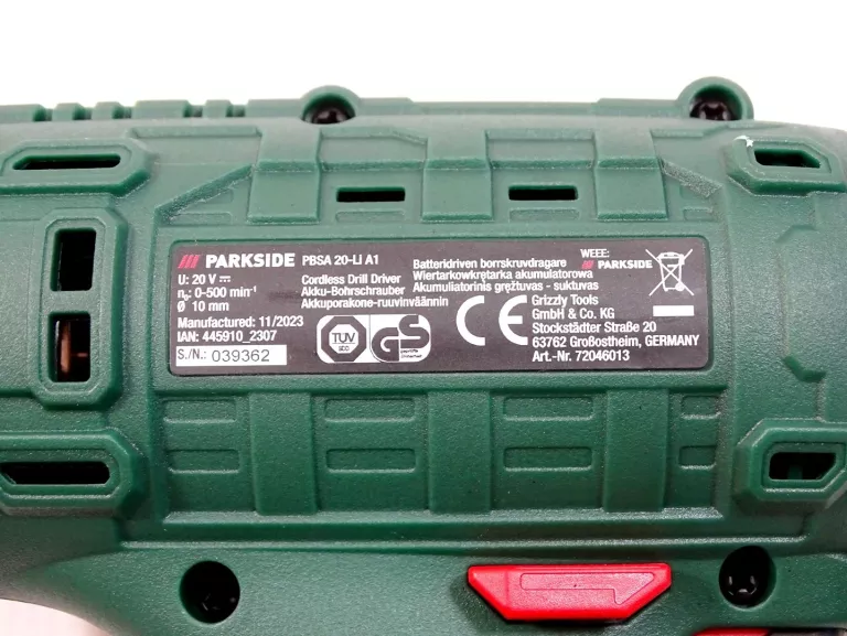 WKRĘTARKA PARKSIDE PBSA 20-LI A1 KOMPLET GWAR