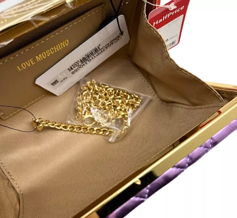 TOREBKA LOVE MOSCHINO FIOLETOWA ZE ZŁOTYM NAPISEM