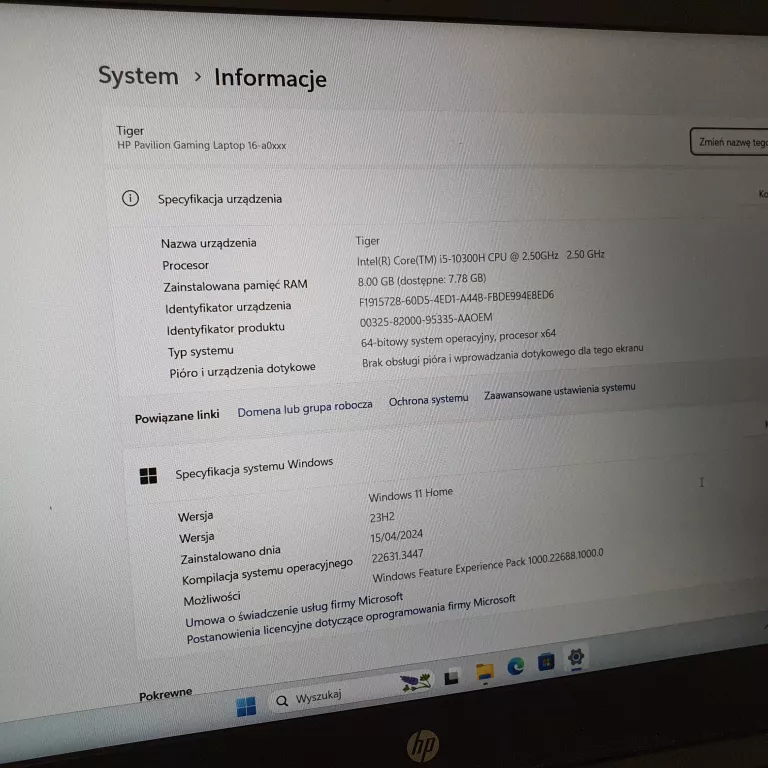 LAPTOP HP PAVILION GAMING 16-A0007NW