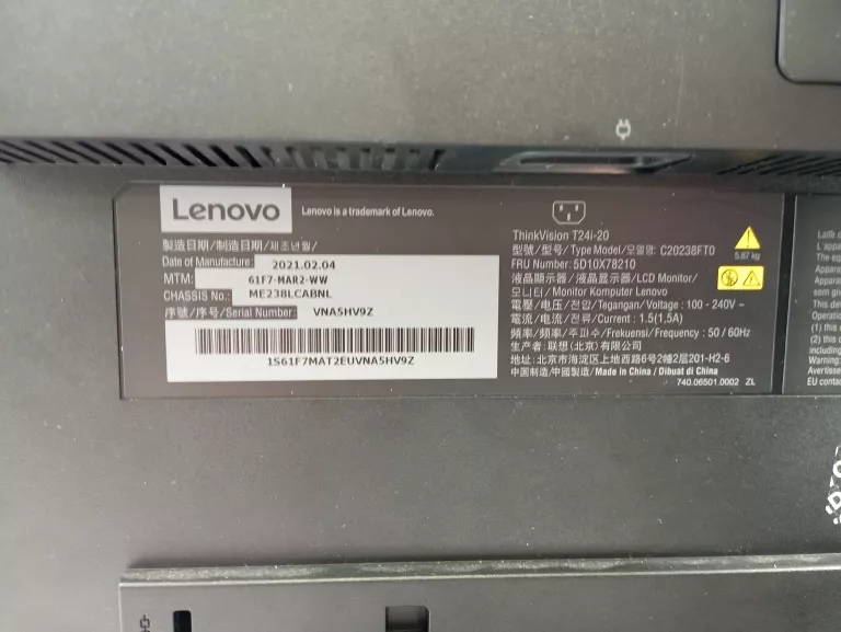 MONITOR LENOVO THINKVISION T24I-20 24' IPS FULL HD