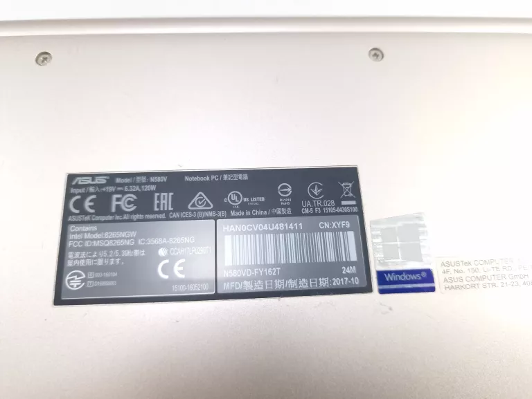 LAPTOP ASUS VIVOBOOK PRO 15 N580VD I7-7700HQ 2.8 GHZ 8 GB RAM / 256 GB