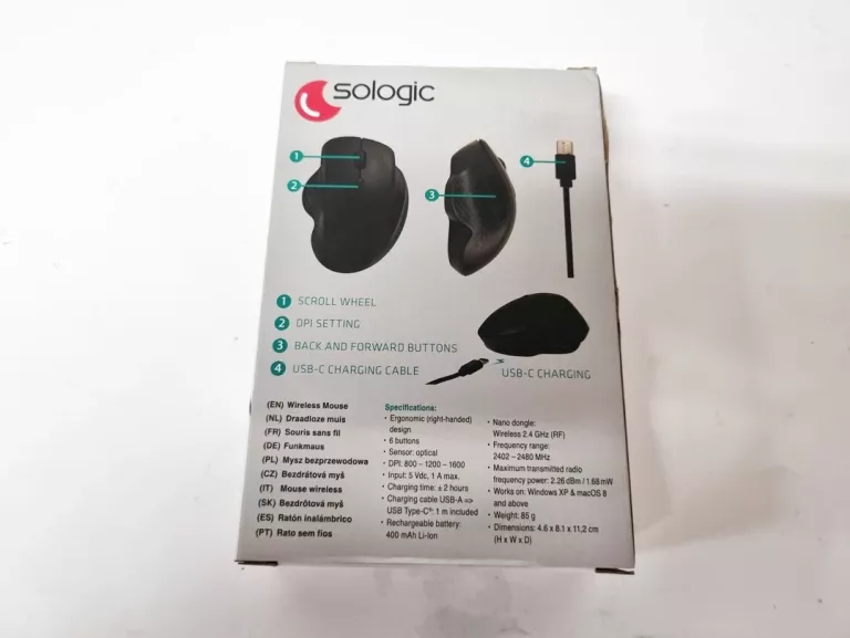 BEZPRZEWODOWA MYSZKA SOLOGIC DPI 800-1600